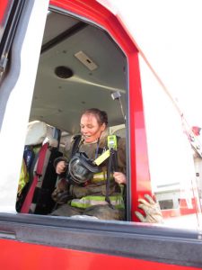 Kristin Fire Fighter in truck action